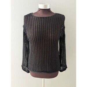 Zesica Open Knit Sweater Size S Black Crochet Cover Up Beach Witchy Goth Rave